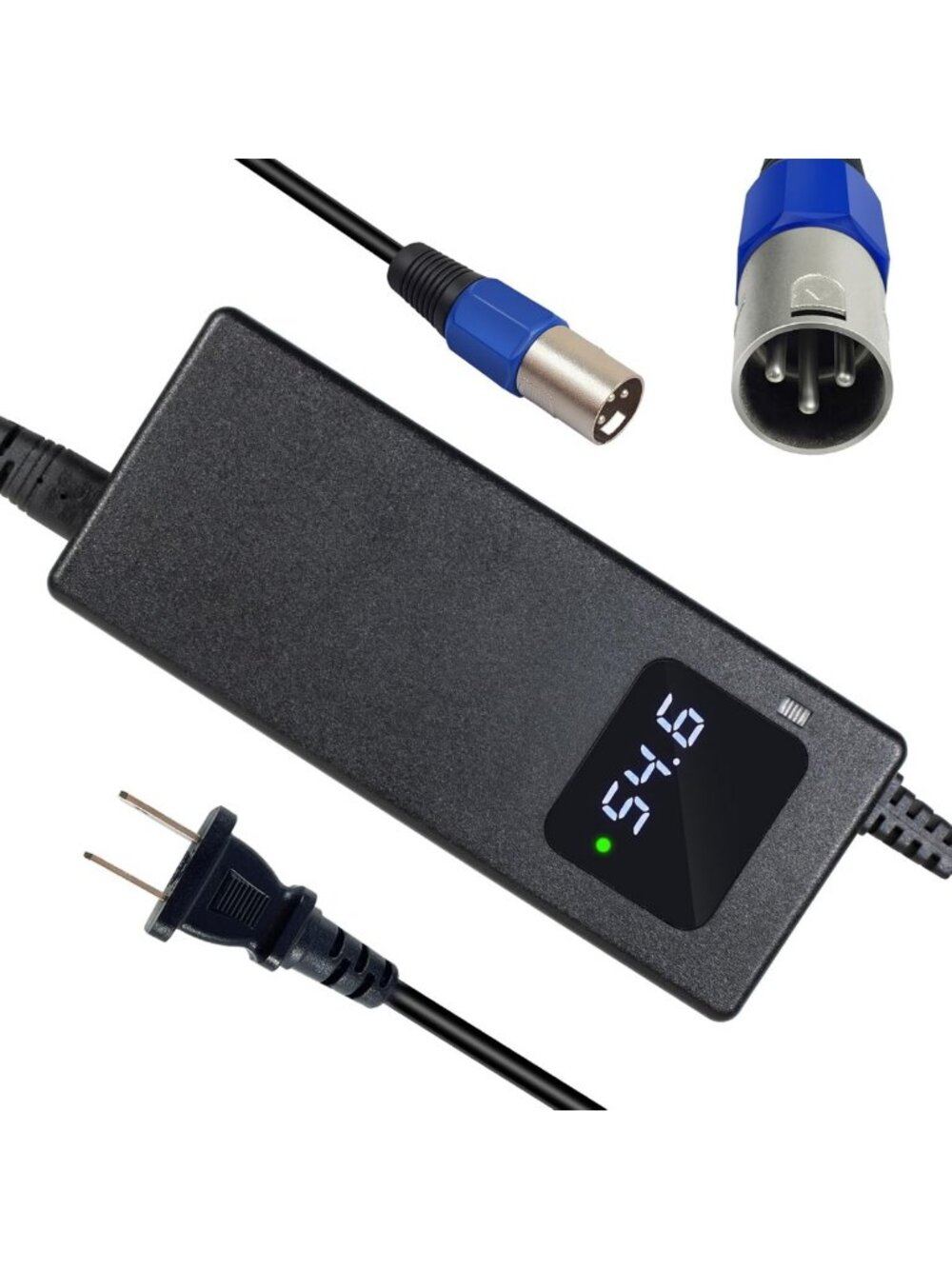 54.6V 2A Lithium Battery Charger for 48V 13s li-ion Battery 3 Pin Male XLR